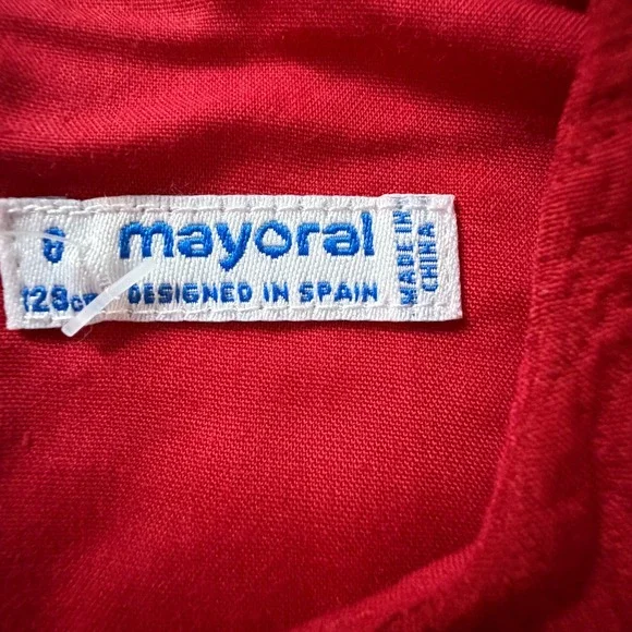 NEW Mayoral Girls Red Jacquard Rose Dress Short Sleeve SZ 8 - Picture 5 of 11
